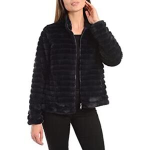 Kendall Kylie NWT Black Faux Fur Ultra Soft Jacket Front Zip Up Medium